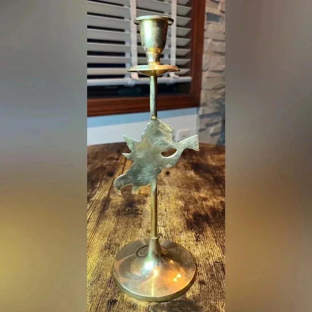 VINTAGE: Cherub brass candlestick holder